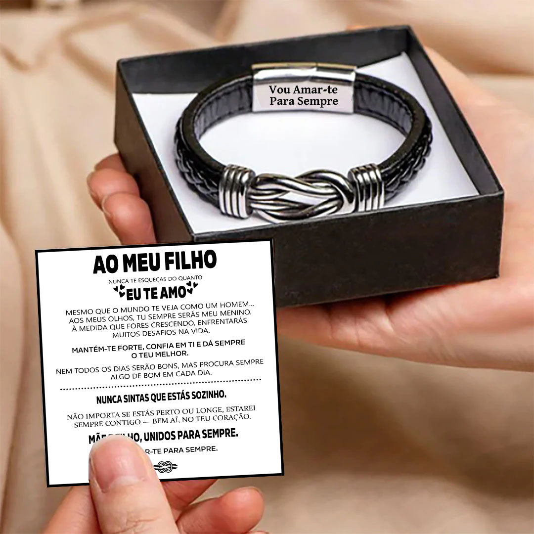 AO MEU FILHO | SEMPRE UNIDOS | PULSEIRA DE COURO